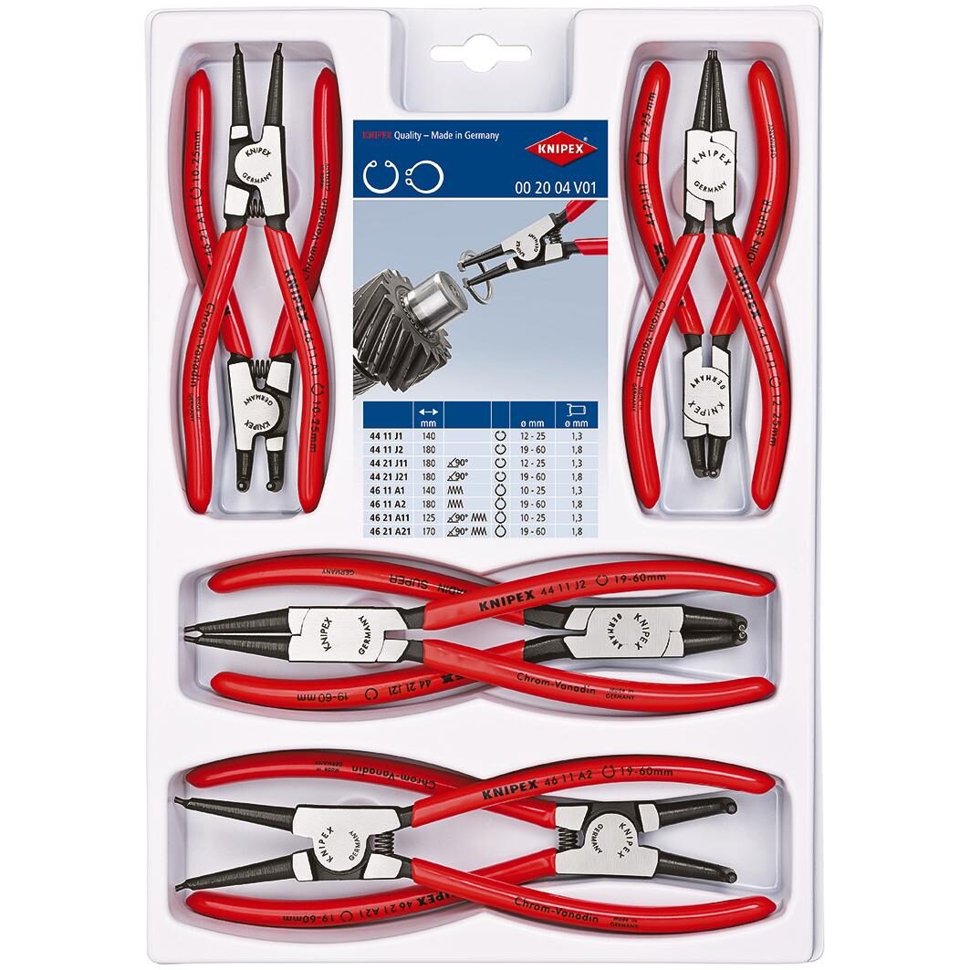 KNIPEX 00 20 04 V01 KLIJEŠTA ZA SEGER OSIGURAČE U SETU 8-DIJELNI
