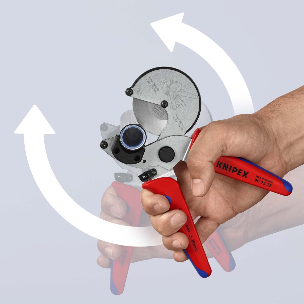 KNIPEX 90 25 25 REZAČ ZA CIJEVI ZA KOMPOZITNE I PLASTIČNE CIJEVI POCINČAN 210 mm - Slika 9