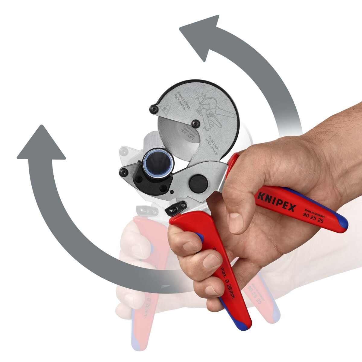 KNIPEX 90 25 25 REZAČ ZA CIJEVI ZA KOMPOZITNE I PLASTIČNE CIJEVI POCINČAN 210 mm - Slika 16