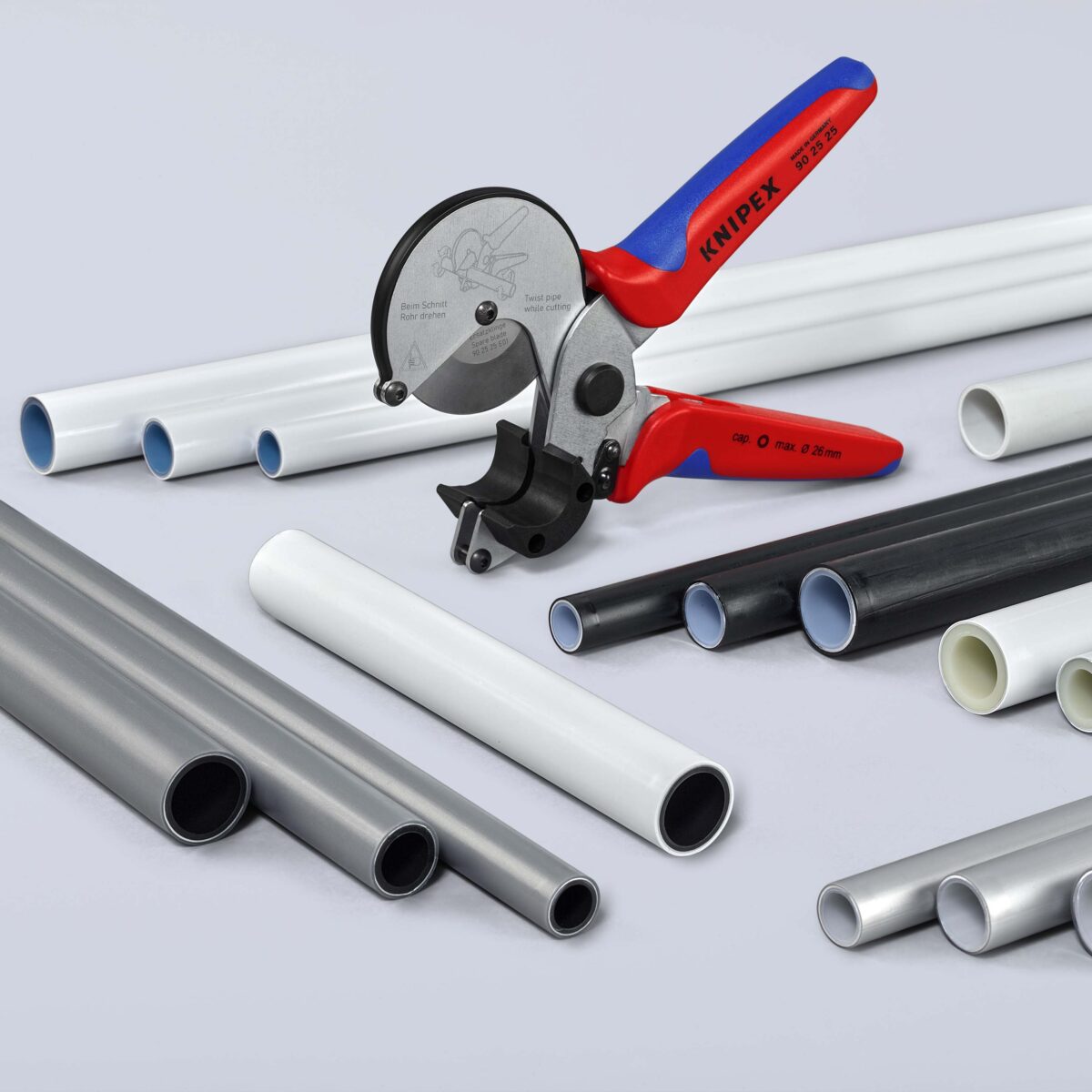 KNIPEX 90 25 25 REZAČ ZA CIJEVI ZA KOMPOZITNE I PLASTIČNE CIJEVI POCINČAN 210 mm - Slika 18