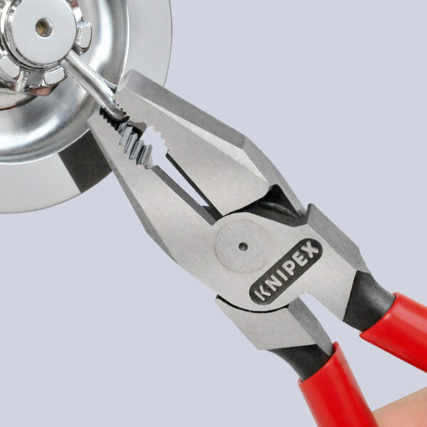 KNIPEX 02 01 200 SB Kombinirana kliješta velike snage presvučene plastikom crna atramentirana 200 mm - Slika 3