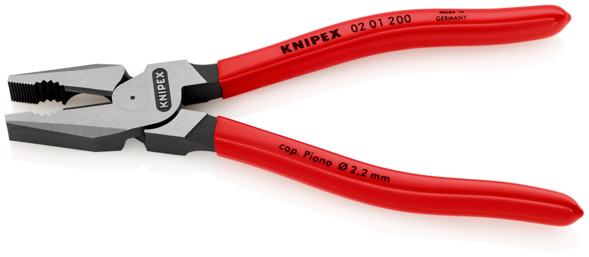 KNIPEX 02 01 200 SB Kombinirana kliješta velike snage presvučene plastikom crna atramentirana 200 mm - Slika 2