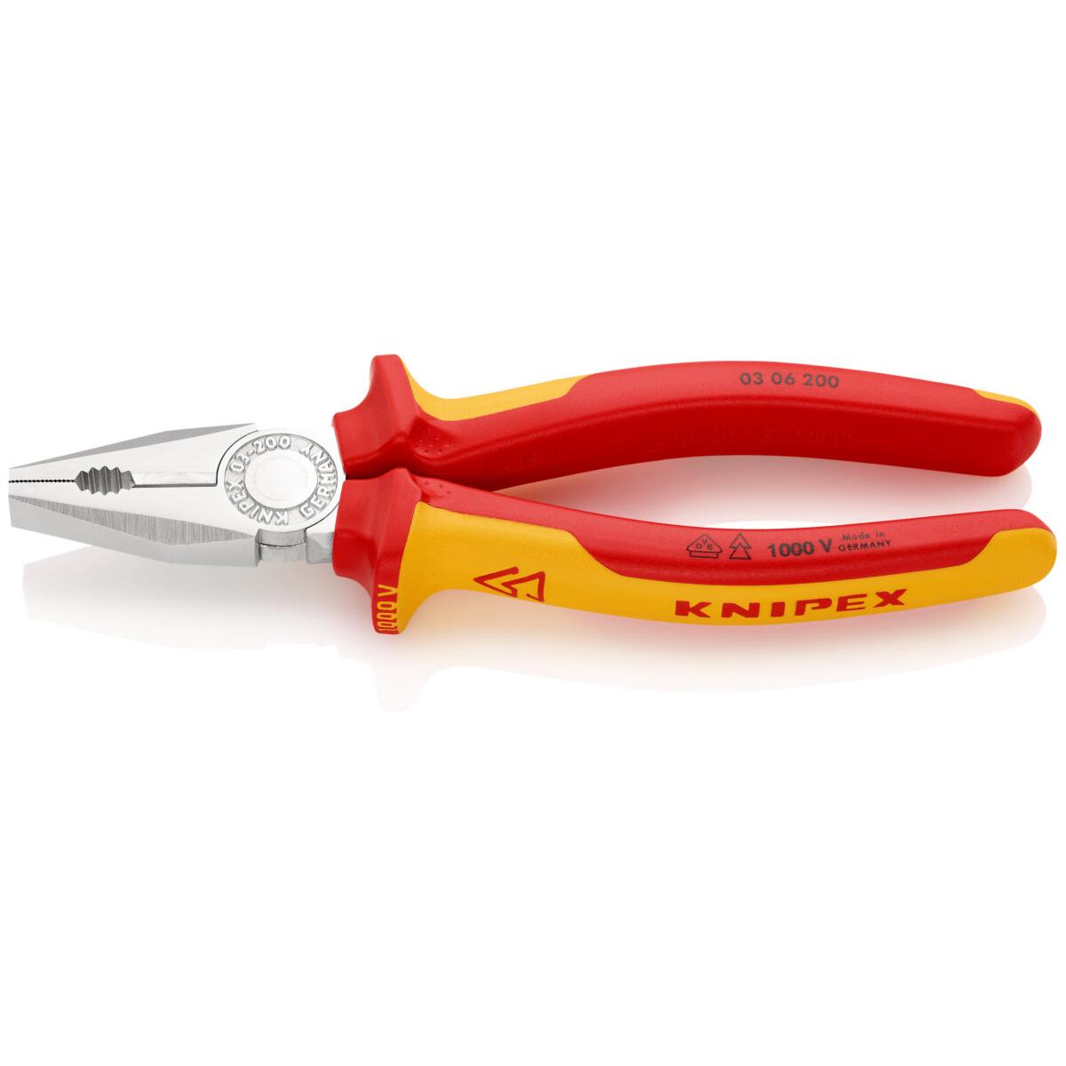 KNIPEX 03 06 200 SB kombinirana kliješta izolirane sa višenamjenskim steznim čeljustima, VDE testirane kromirana 200 mm