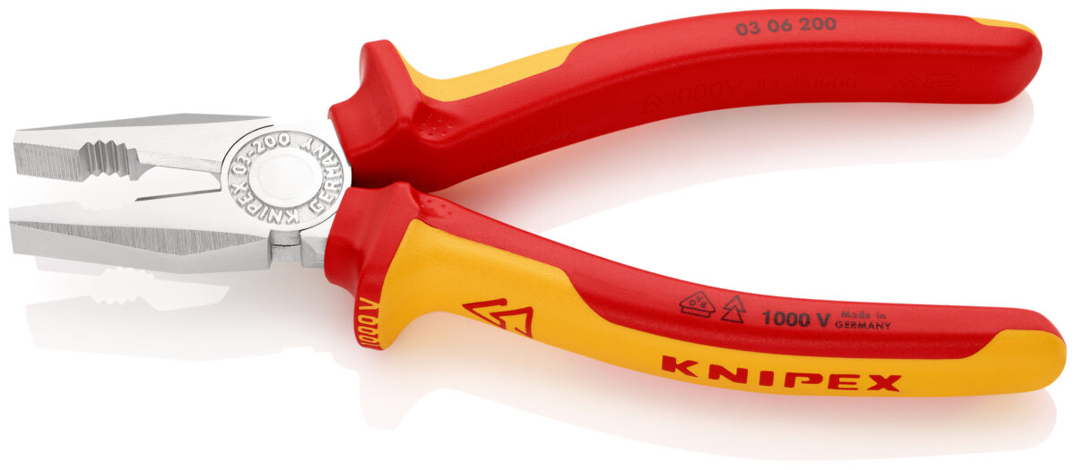 KNIPEX 03 06 200 SB kombinirana kliješta izolirane sa višenamjenskim steznim čeljustima, VDE testirane kromirana 200 mm - Slika 2