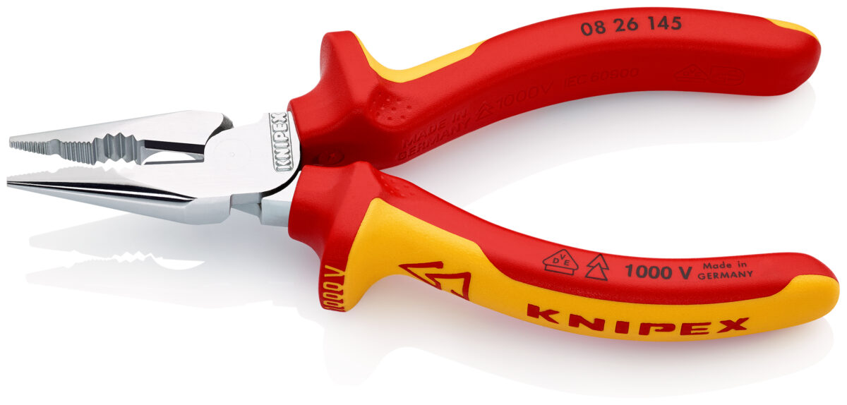 KNIPEX 08 26 145 SB šiljasta kombinirana kliješta izolirane sa višenamjenskim steznim čeljustima, VDE testirane kromirana 145 mm - Slika 2