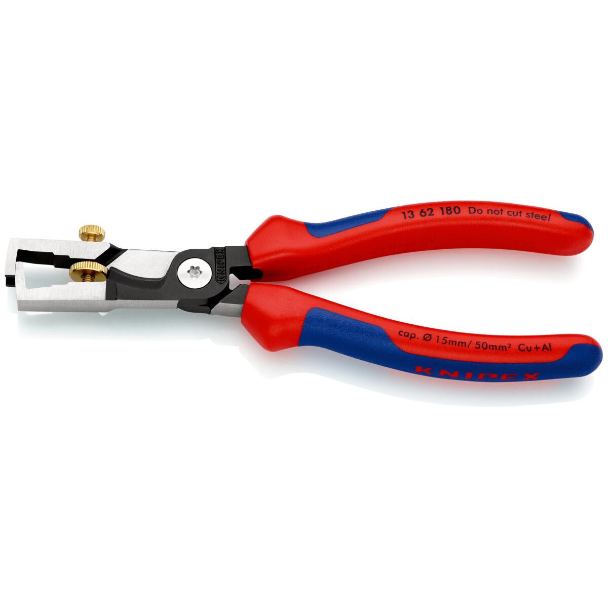 KNIPEX 13 62 180 SB StriX® Kliješta za skidanje izolacije sa škarama za kabele višenamjenske stezne čeljusti crna atramentirana 180 mm