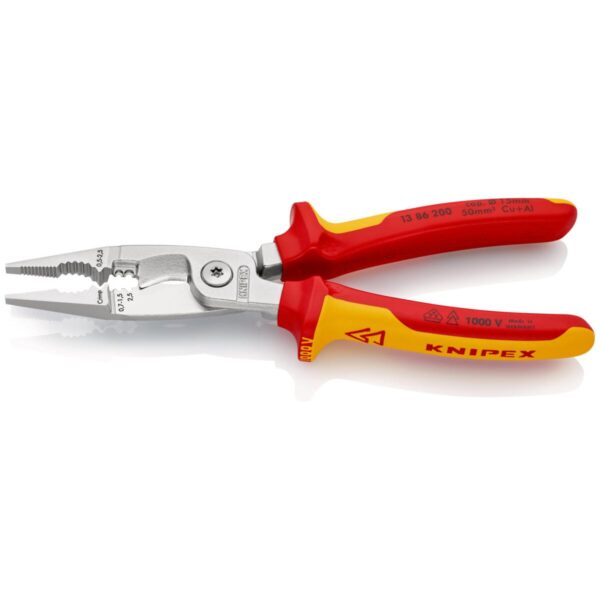 KNIPEX 13 86 200 SB Kliješta za električne instalacije izolirane sa višenamjenskim steznim čeljustima, VDE testirane kromirana 200 mm - Slika 2