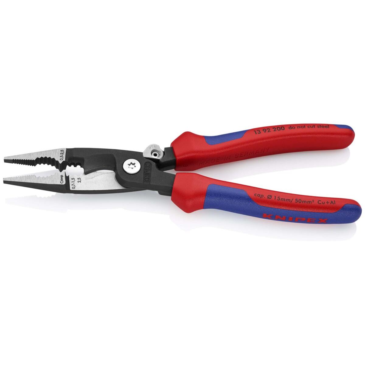 KNIPEX 13 92 200 SB Kliješta za električne instalacije višenamjenske stezne čeljusti crna atramentirana 200 mm - Slika 2