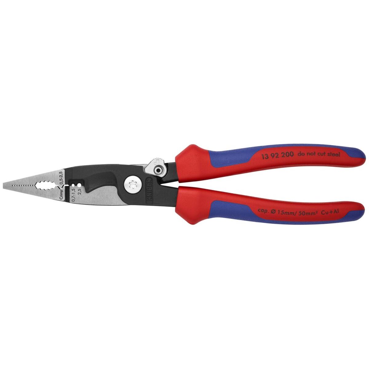 KNIPEX 13 92 200 SB Kliješta za električne instalacije višenamjenske stezne čeljusti crna atramentirana 200 mm