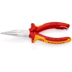 KNIPEX 25 06 160 T BK Šiljasta kliješta sa bočnim sječicama (radio kliješta) izolirane sa višenamjenskim steznim čeljustima, VDE testirane kromirana 160 mm