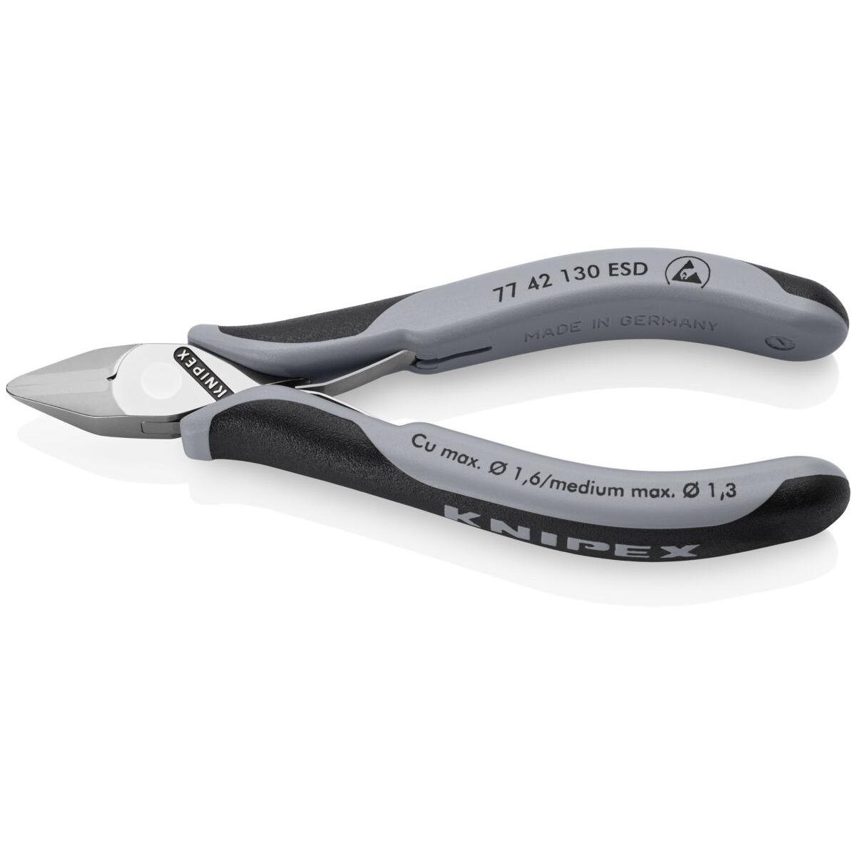 KNIPEX 77 42 130 ESD Elektronička kliješta za bočno sječenje ESD Sa zglobom višenamjenske stezne čeljusti 130 mm