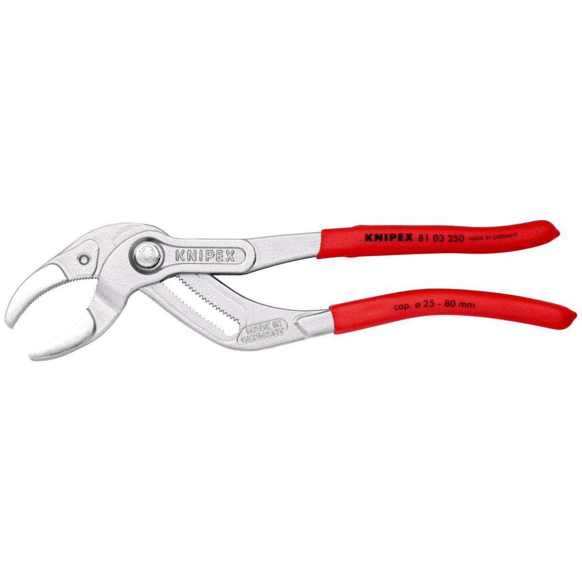 KNIPEX 81 03 250 SB Kliješta za sifon i konektore presvučena s neklizajućom plastikom kromirana 250 mm
