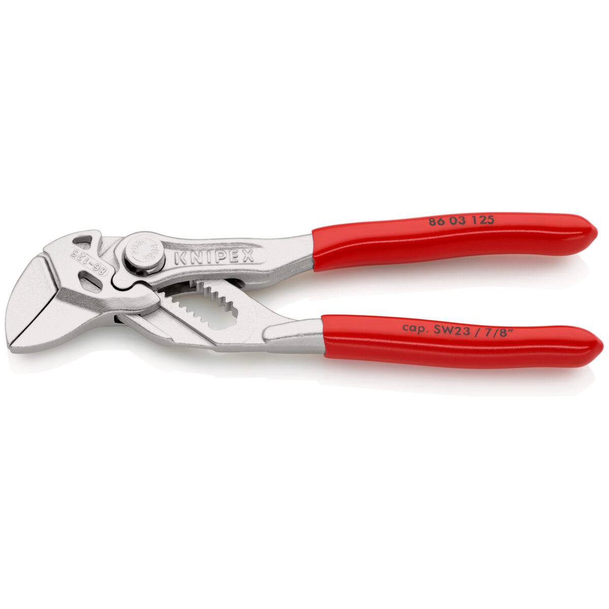 KNIPEX 86 03 125 SB Mini kliješta-ključ kliješta i ključ za vijke u jednom alatu presvučene plastikom kromirana 125 mm