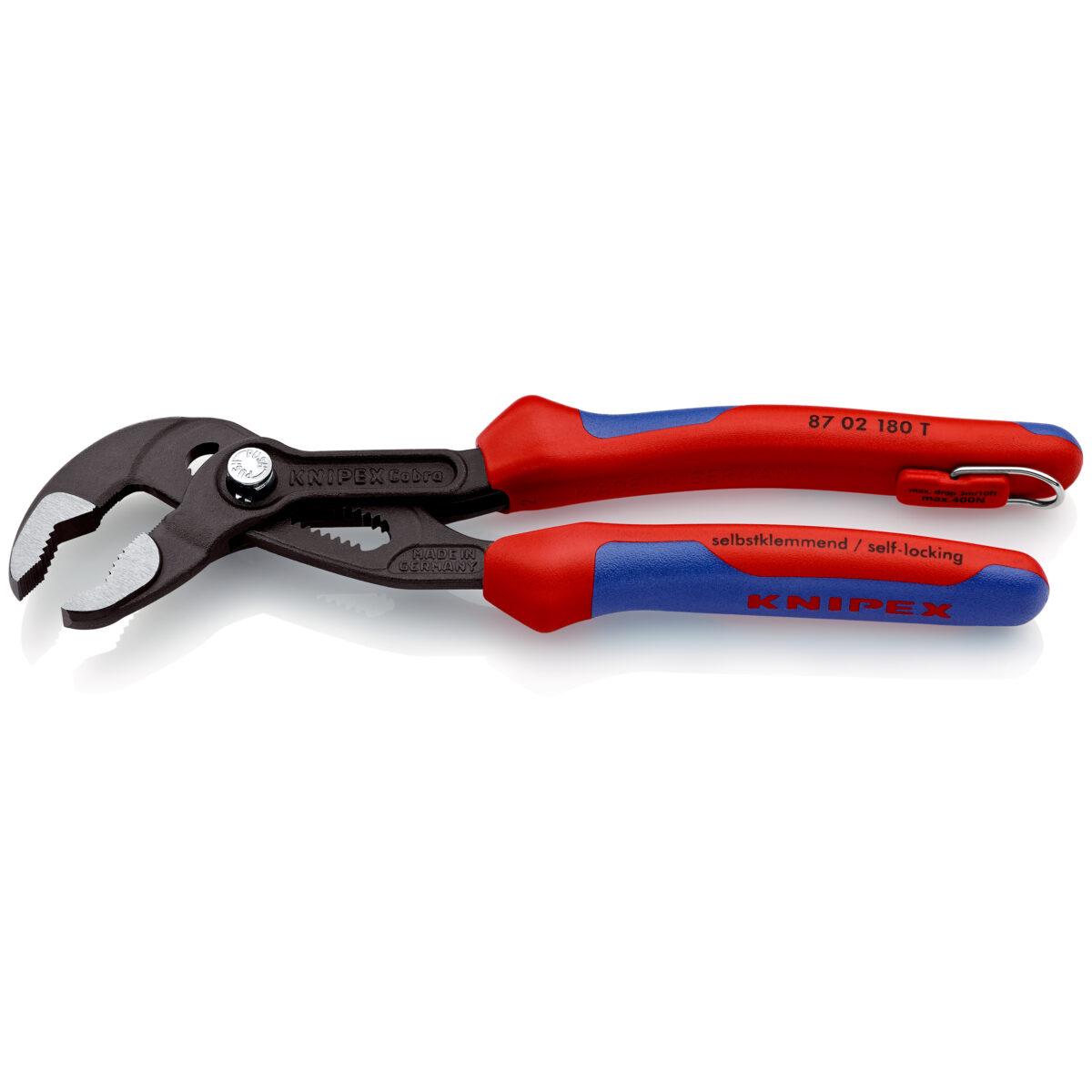 KNIPEX 87 02 180 T Cobra® Kliješta papige visoke tehnologije višenamjenske stezne čeljusti, s integriranom učvrsnom omčom za postavljanje osiguranja od pada siva atramentirana 180 mm - Slika 2